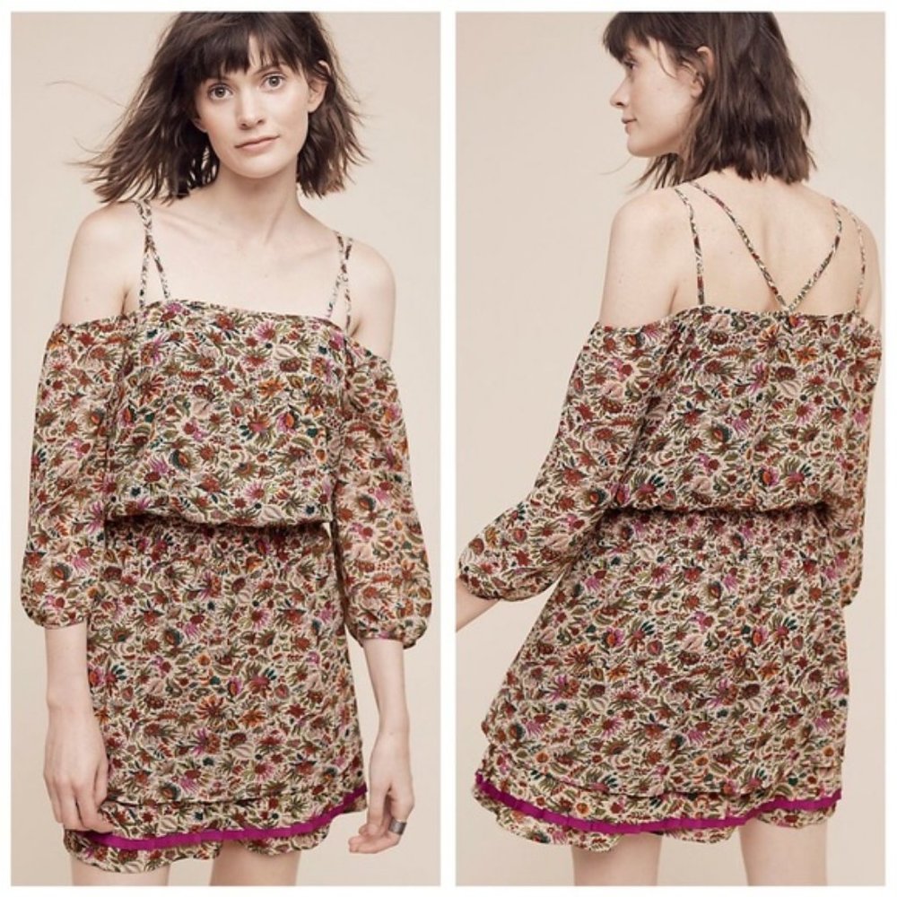 Anthropologie Floreat Floral Off Shoulder Dress 2 - Picture 1 of 8